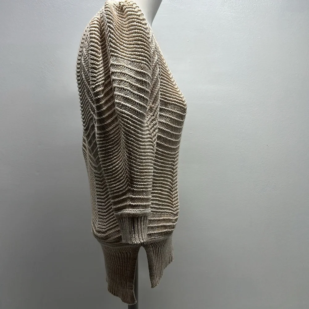 Brochu Walker The Arya Vee Sweater Linen Cotton Puff Sleeve Cream Marle Size XS_4
